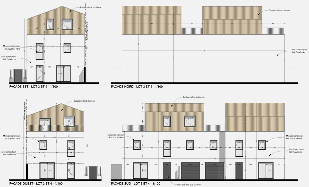 Grand Villeurbanne construction de 3 maisons Façade 1