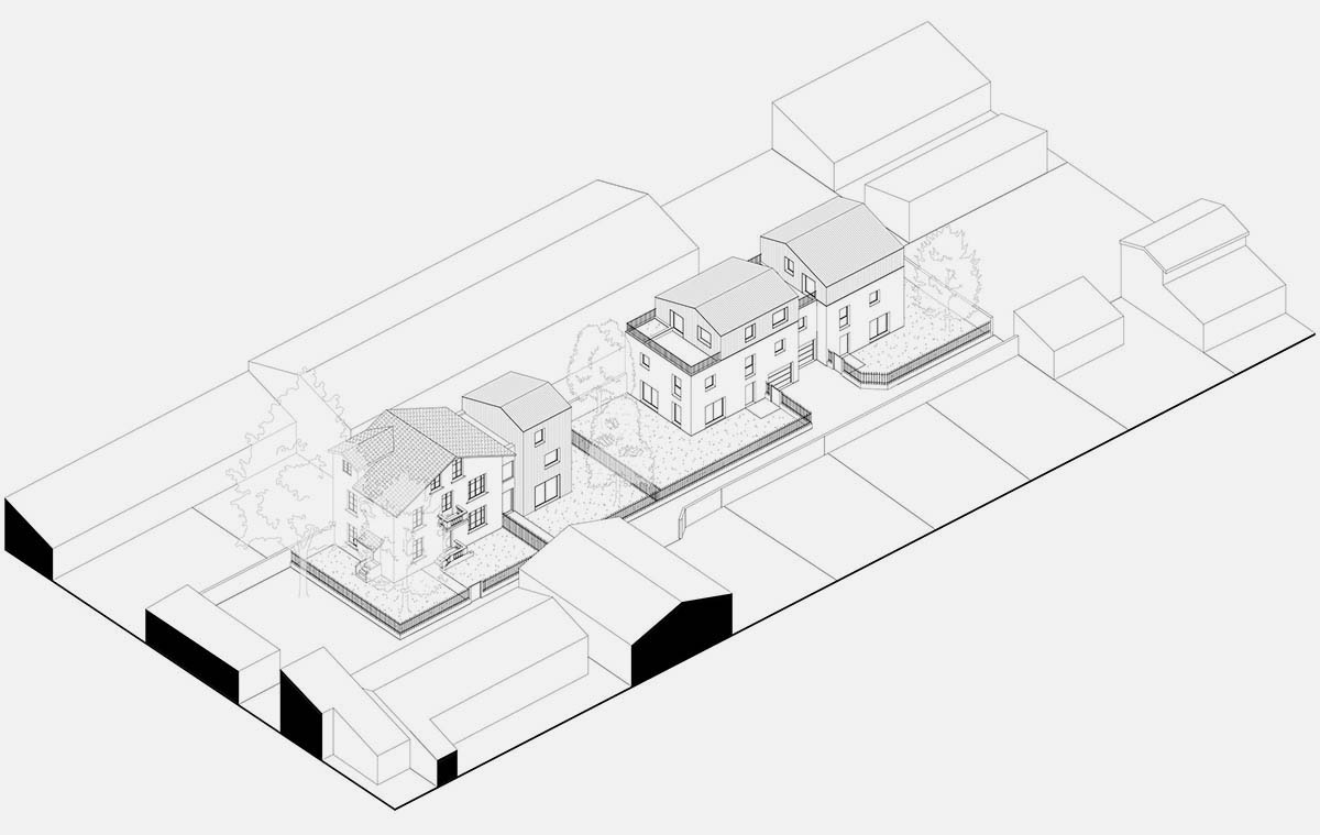 Grand Villeurbanne construction de 3 maisons et rénovation d'une maison existante